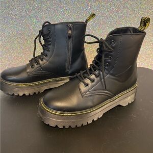 Black Platform Combat Boots
